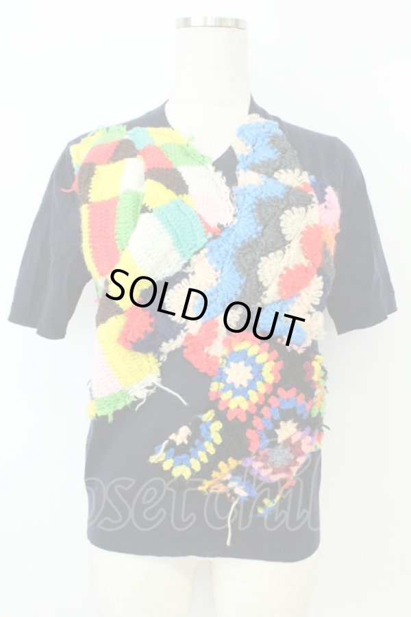 画像1: COMME des GARCONS / フロント刺繍半袖ニット M 紺 T-26-05-17-007-to-OD-ZH (1)