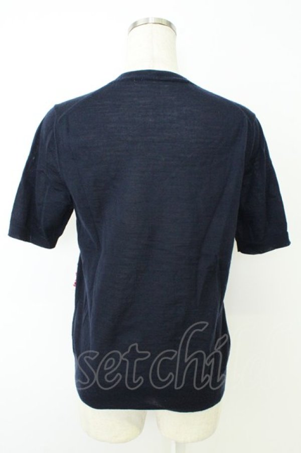 画像2: COMME des GARCONS / フロント刺繍半袖ニット M 紺 T-26-05-17-007-to-OD-ZT (2)