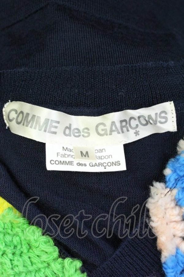 画像5: COMME des GARCONS / フロント刺繍半袖ニット M 紺 T-26-05-17-007-to-OD-ZT (5)