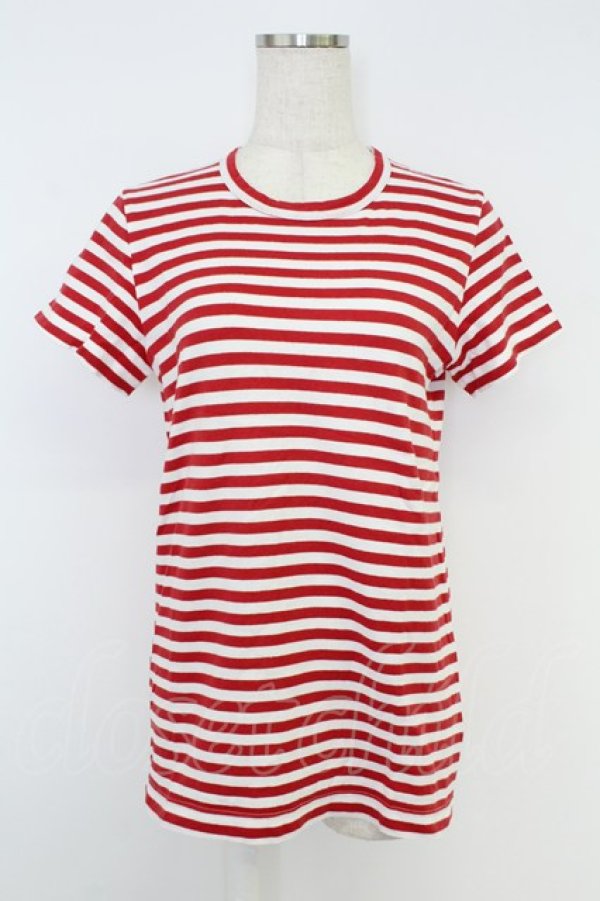 画像1: COMME des GARCONS / ボーダー半袖カットソー M レッド×ホワイト T-26-09-04-001-to-OD-ZT (1)