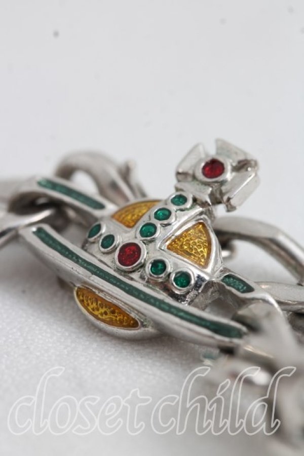 画像4: ヴィヴィアンウエストウッド 中古 / エナメルオーブブレスレット  マルチ  H-26-07-12-035-ac-OD-ZH (4)