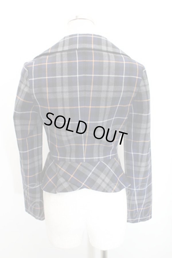 画像2: ヴィヴィアンウエストウッド 中古 / タータンチェックアンダーバストジャケット    1 紺  H-23-10-22-002-jc-IN-ZH (2)