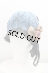 【USED】Vivienne Westwood / フラワー装飾ニット帽 ヴィヴィアンウエストウッド ビビアン 【中古】  青×黒 H-23-11-12-137-ha-IN-ZH