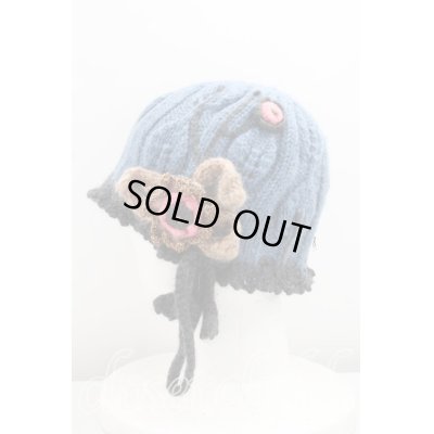 画像2: 【USED】Vivienne Westwood / フラワー装飾ニット帽 ヴィヴィアンウエストウッド ビビアン  青×黒 【中古】 H-23-11-12-137-ha-IN-ZH