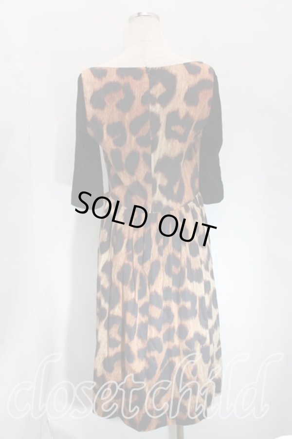 画像2: ヴィヴィアンウエストウッド 中古 / レオパード五分袖ワンピース    03 茶  H-23-12-03-017-op-IN-ZH (2)