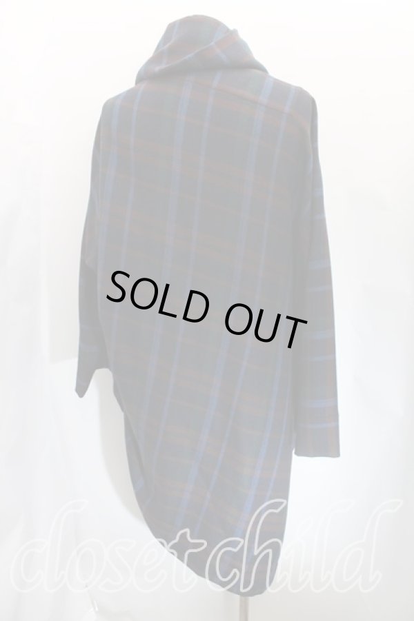 画像2: ヴィヴィアンウエストウッド 中古 / タータンチェック1Bドレープコート    FREE 紺×茶  H-23-12-17-070-co-IN-ZH (2)