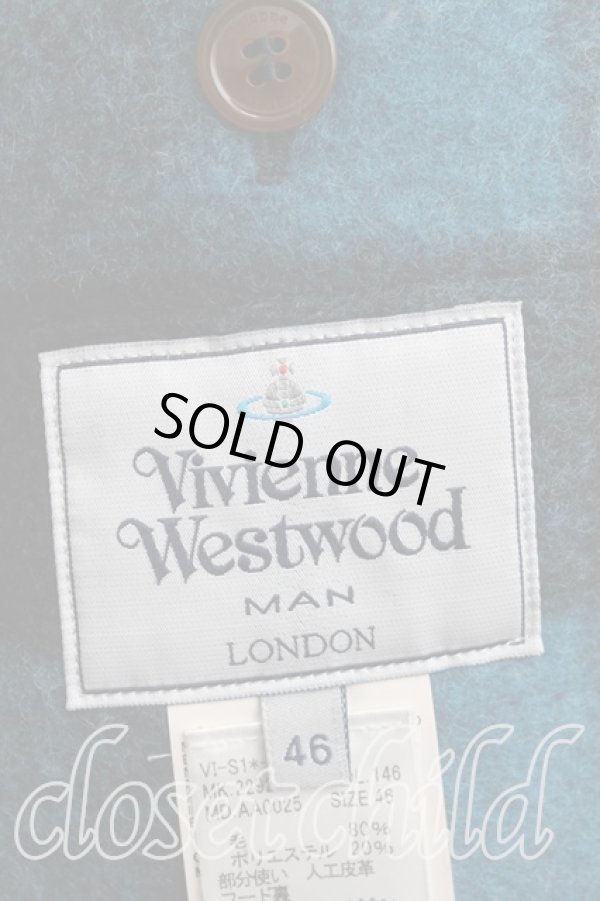 画像3: ヴィヴィアンウエストウッド 中古 / チェック変形ダッフルコート    46 青  H-23-12-17-008-co-IN-ZH (3)