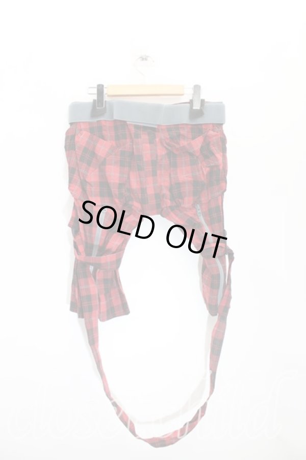 画像2: ヴィヴィアンウエストウッド MAN 中古 / タータンチェックボンテージハーフパンツ    44 赤  H-23-12-24-110-pa-IN-ZH (2)