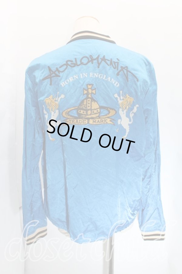 画像2: ANGLOMANIA 中古 / アングロフィリアスカジャン    L 青  H-24-02-18-003-jc-IN-ZH (2)