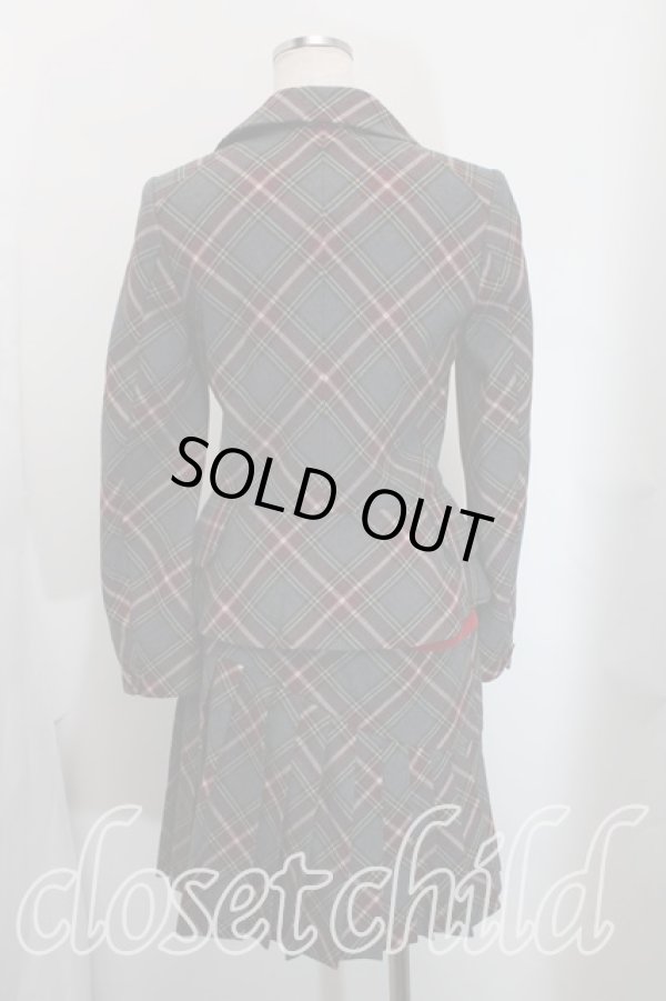 画像2: ヴィヴィアンウエストウッド 中古 / タータンチェックラブジャケットセットアップ 2 灰×赤  H-24-03-03-117-su-IN-ZH (2)