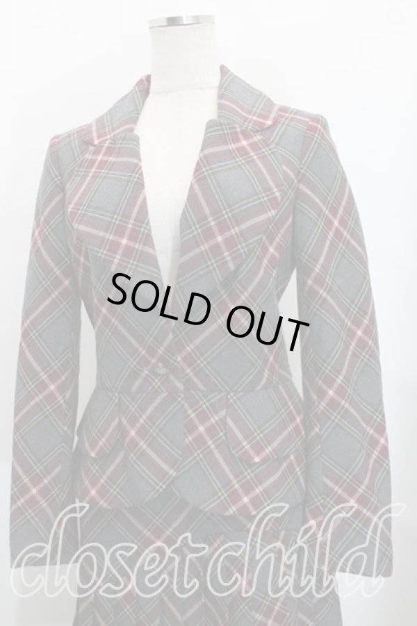 画像3: ヴィヴィアンウエストウッド 中古 / タータンチェックラブジャケットセットアップ 2 灰×赤  H-24-03-03-117-su-IN-ZH (3)
