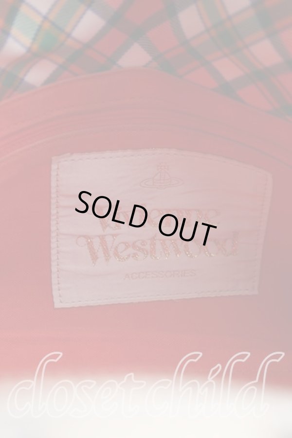 画像4: ヴィヴィアンウエストウッド 中古 / タータンチェックボストンバッグ  白  H-24-03-10-006-ba-IN-ZH (4)