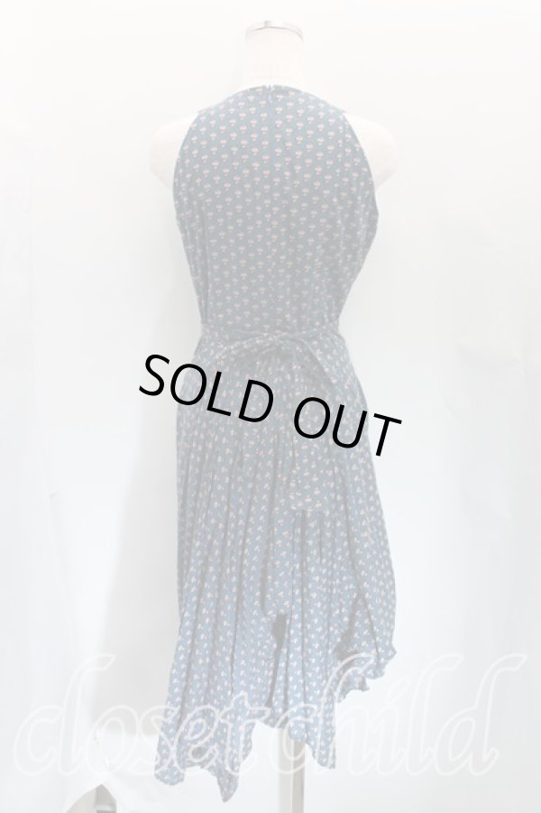 画像2: ANGLOMANIA 中古 / 花柄エイトスカートドレス 40 青  H-24-03-17-006-op-IN-ZH (2)