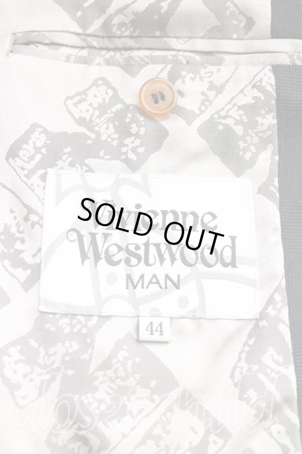 画像3: ヴィヴィアンウエストウッド MAN 中古 / 格子チェックフロントロングジャケット 44 黒  H-24-04-28-062-jc-IN-ZH (3)