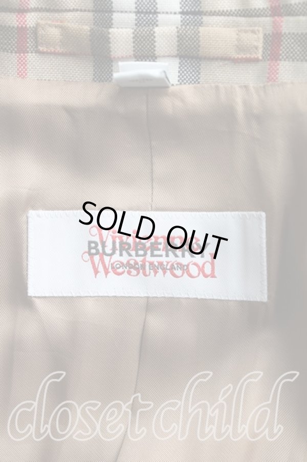 画像3: ヴィヴィアンウエストウッド 中古 / Burberryコラボヴィンテージチェックダブルジャケット 36 茶  H-24-04-28-002-jc-OD-ZH (3)