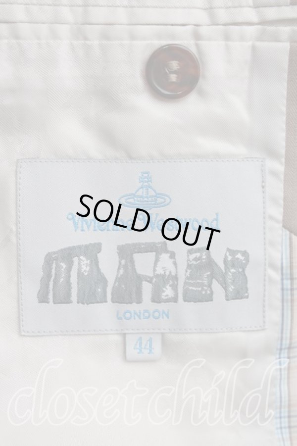 画像3: ヴィヴィアンウエストウッド MAN 中古 / ストライプ脇下切替ジャケット 44 茶  H-24-07-14-097-jc-IN-ZH (3)