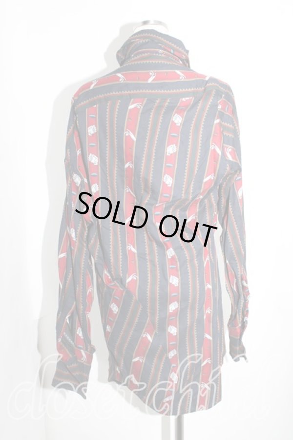 画像2: ヴィヴィアンウエストウッド 中古 / CHRISSIE'S STRIPES CHAOSシャツ XS 赤  H-24-07-21-024-bl-OD-ZH (2)
