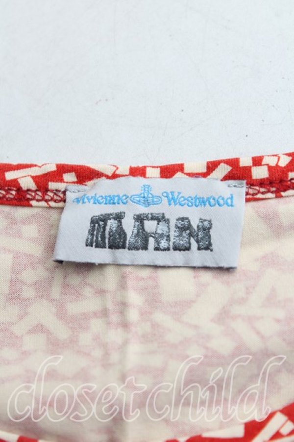 画像3: ヴィヴィアンウエストウッド MAN 中古 / 総柄Tシャツ  赤  H-24-07-28-070-ts-OD-ZH (3)