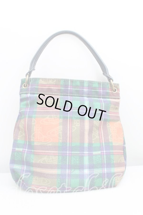 画像2: ヴィヴィアンウエストウッド 中古 / タータンチェックワンショルダーバッグ  オレンジ  H-24-08-04-039-ba-IN-ZH (2)