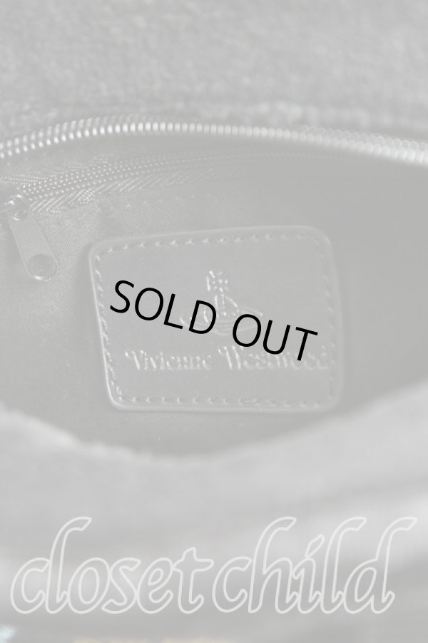 画像4: ヴィヴィアンウエストウッド 中古 / カラーオーブ刺繍パイル地ヤスミンバッグ  黒  H-24-08-11-015-ba-IN-ZH (4)