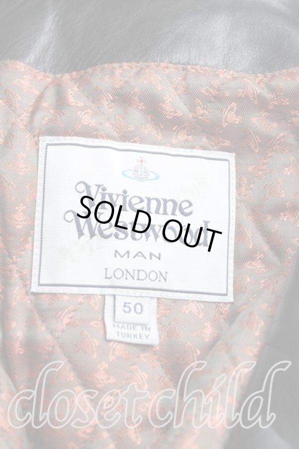 画像4: ヴィヴィアンウエストウッド MAN 中古 / レザーライダースジャケット 50 黒  H-24-09-22-003-jc-IN-ZH (4)