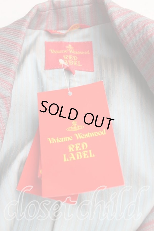 画像3: ヴィヴィアンウエストウッド 中古 / ストライプジャケット 38 灰x赤  H-24-10-20-003-jc-OD-ZH (3)