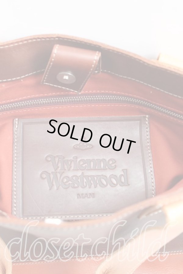 画像3: ヴィヴィアンウエストウッド 中古 / オーブ型押レザートートバッグ  茶  H-24-10-27-021-ba-IN-ZH (3)