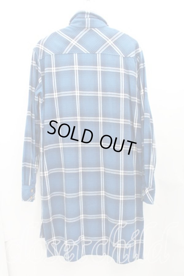 画像2: ANGLOMANIA 中古 / タータンチェックロングシャツ S 青  H-24-11-17-075-bl-IN-ZH (2)