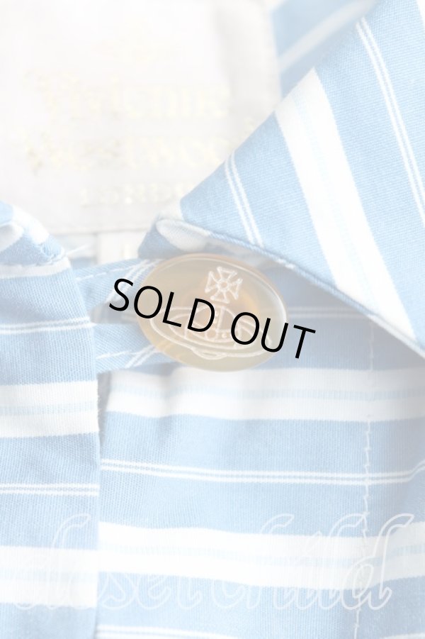 画像5: ヴィヴィアンウエストウッド 中古 / ストライプシャツワンピース UK10 青  H-24-11-24-004-op-IN-ZH (5)