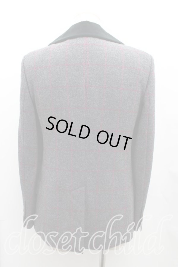 画像2: ヴィヴィアンウエストウッド MAN 中古 / 別珍切替格子チェックツイードジャケット 46 灰  H-24-12-01-003-jc-IN-ZH (2)