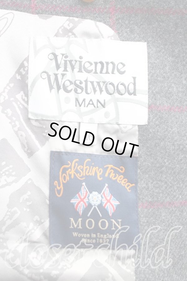 画像3: ヴィヴィアンウエストウッド MAN 中古 / 別珍切替格子チェックツイードジャケット 46 灰  H-24-12-01-003-jc-IN-ZH (3)