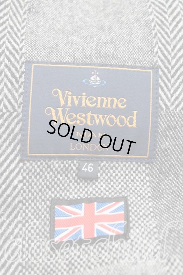 画像3: ヴィヴィアンウエストウッド MAN 中古 / ダブルフロントヘリンボーンジャケット 46 灰  H-24-12-01-004-jc-IN-ZH (3)