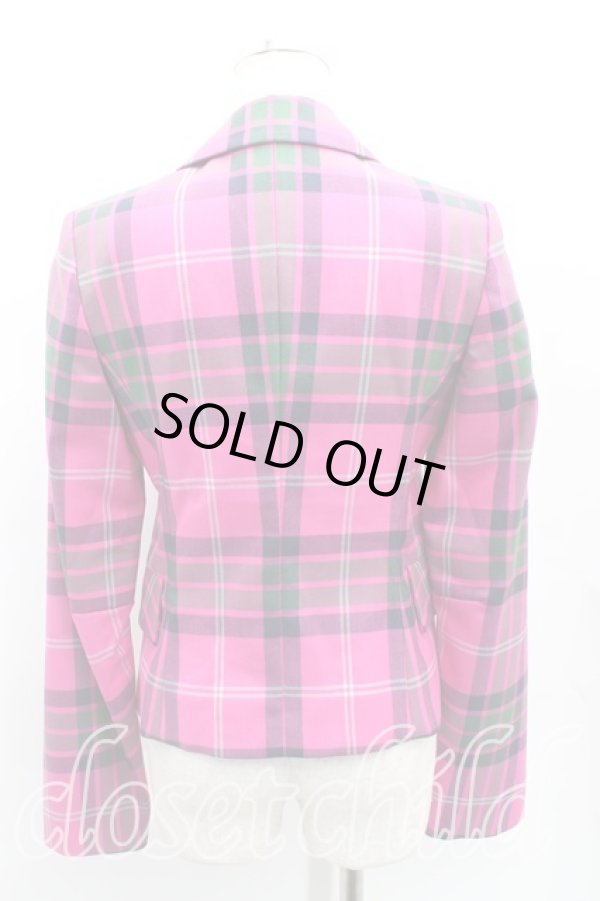 画像2: ヴィヴィアンウエストウッド 中古 / タータンチェックフロント変形ジャケット 38 ピンク  H-24-12-08-003-jc-IN-ZH (2)