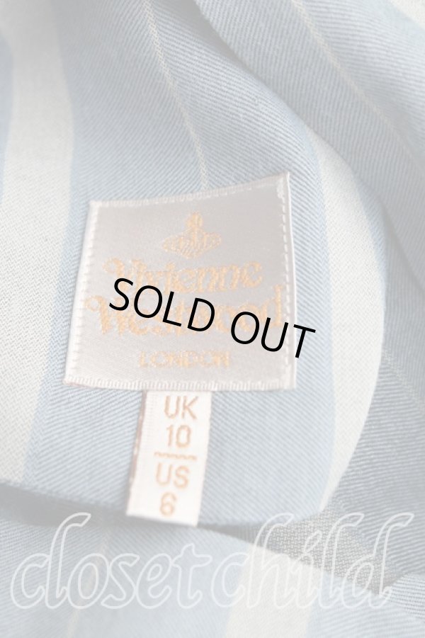 画像3: ヴィヴィアンウエストウッド 中古 / ストライプワンピース UK10 水色  H-24-12-15-024-op-IN-ZH (3)