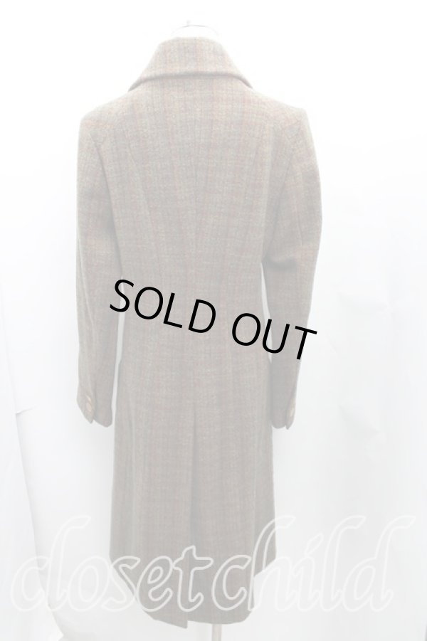 画像2: ヴィヴィアンウエストウッド 中古 / ツイードチェックロングコート 40 緑×茶  H-24-12-15-004-jc-IN-ZH (2)