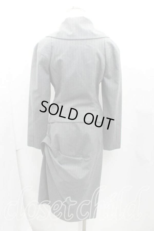 画像2: ヴィヴィアンウエストウッド 中古 / サイドボタンストライプセットアップ M 灰  H-24-12-15-013-su-IN-ZH (2)