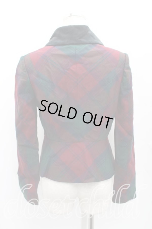 画像2: ヴィヴィアンウエストウッド 中古 / タータンチェックジャケト 2 赤×緑  H-24-12-22-029-jc-IN-ZH (2)