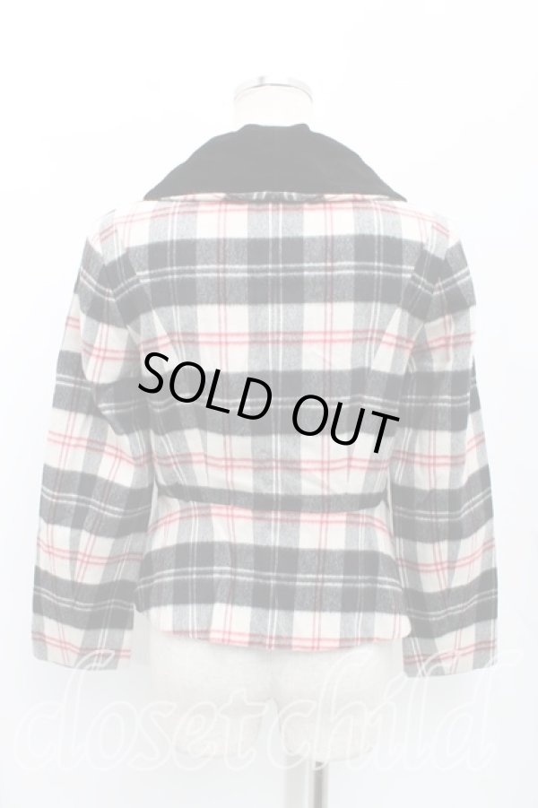 画像2: ヴィヴィアンウエストウッド 中古 / タータンチェックジャケット 40 黒×白  H-24-12-22-030-jc-IN-ZH (2)