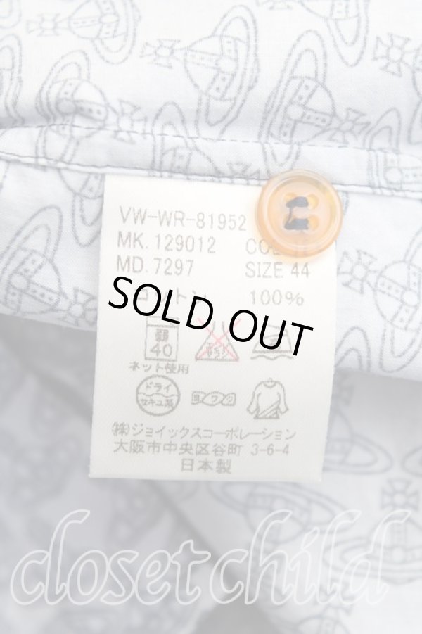 画像4: ヴィヴィアンウエストウッド MAN 中古 / オーブ総柄高襟シャツ 44 青  H-25-01-19-028-bl-IN-ZH (4)