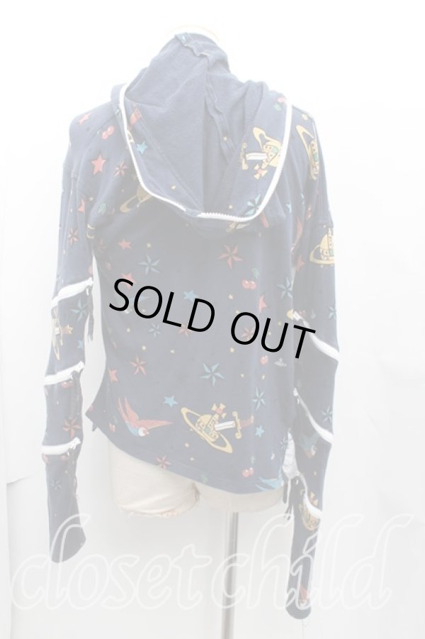 画像2: ヴィヴィアンウエストウッド MAN 中古 / オーブptジップパーカー 46 紺  H-25-01-19-003-jc-OD-ZH (2)