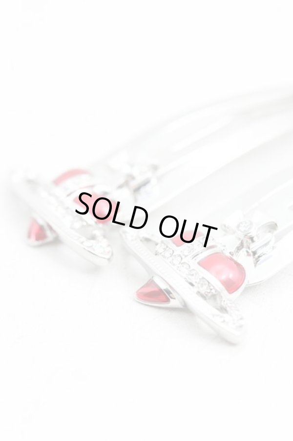 画像2: ヴィヴィアンウエストウッド 中古 / ディアマンテハートヘアピン  赤  H-25-01-19-090-ac-OD-ZH (2)