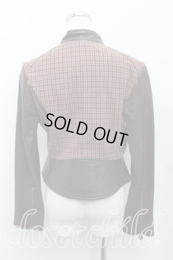 画像2: ヴィヴィアンウエストウッド 中古 / レザー切替ラブ襟ライダースジャケット 3 茶  H-25-02-09-002-jc-IN-ZH (2)