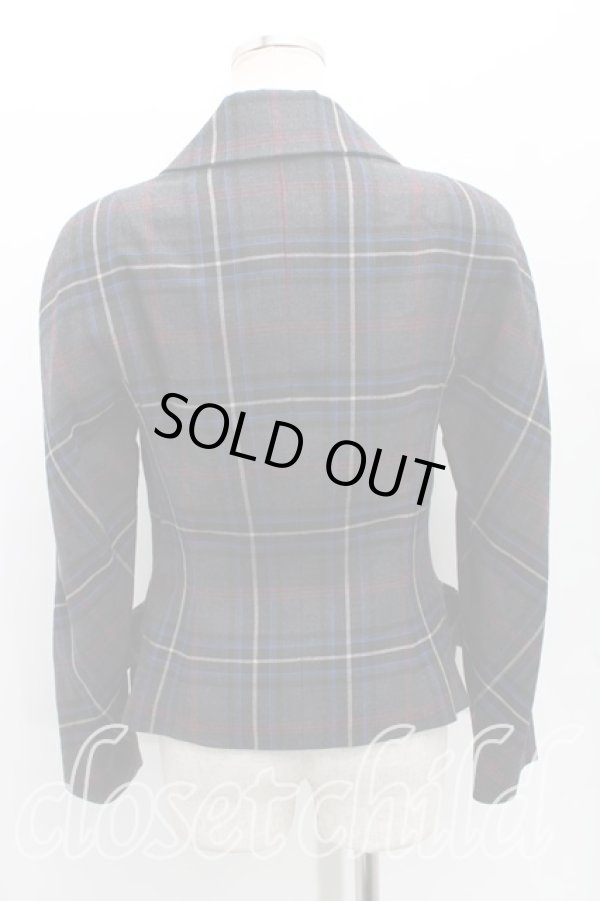 画像2: ヴィヴィアンウエストウッド 中古 / タータンチェックアンダーバストジャケット 2 灰  H-25-02-16-001-jc-OD-ZH (2)