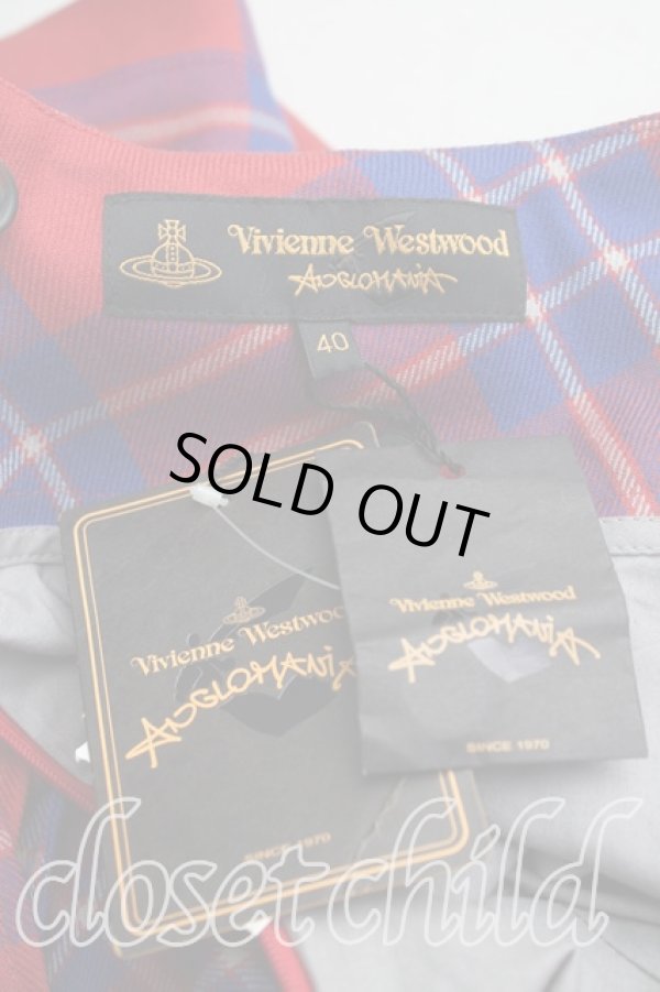 画像3: ANGLOMANIA 中古 / タータンチェックボンテージスカート 40 赤x青  H-25-02-23-021-sk-OD-ZH (3)