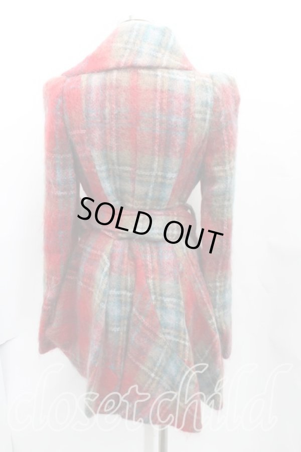 画像2: ヴィヴィアンウエストウッド 中古 / タータンチェックモヘヤコート 38 赤  H-25-03-02-022-co-OD-ZH (2)