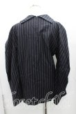 画像2: Worlds End 中古 / ストライプパワーショルダージャケット  紺  H-25-03-09-003-jc-IN-ZH (2)