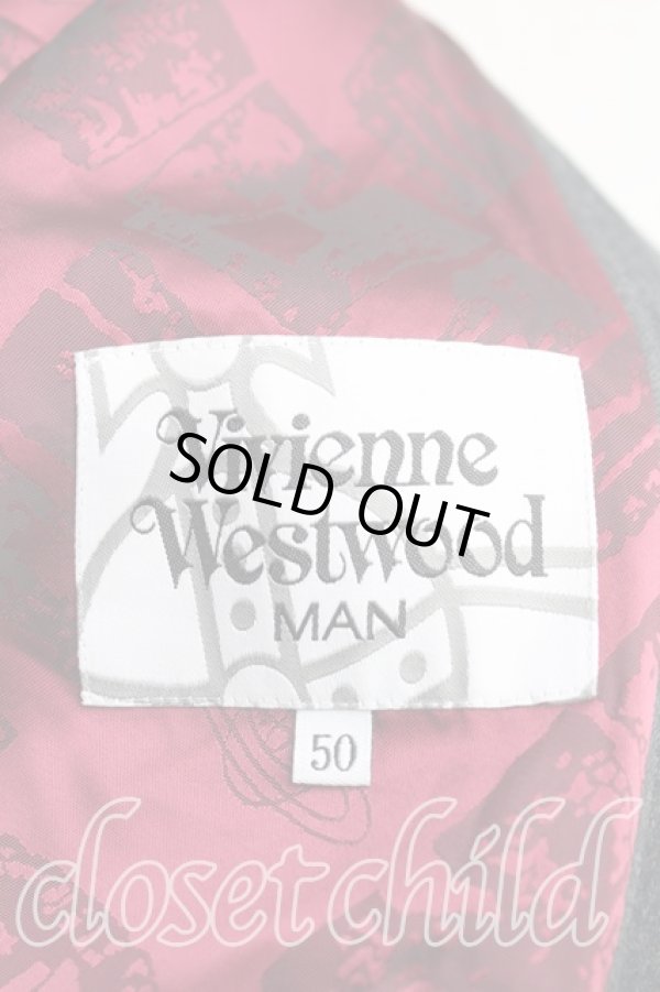 画像4: ヴィヴィアンウエストウッド MAN 中古 / ストライプジップブルゾン 50 灰  H-25-03-23-003-co-OD-ZH (4)