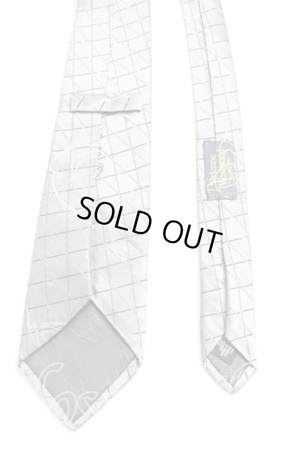 画像2: ヴィヴィアンウエストウッド MAN 中古 / カラーオーブ刺繍格子チェックネクタイ  灰  H-25-03-23-071-gd-OD-ZH (2)