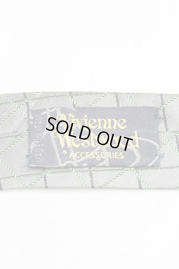 画像3: ヴィヴィアンウエストウッド MAN 中古 / カラーオーブ刺繍格子チェックネクタイ  灰  H-25-03-23-071-gd-OD-ZH (3)