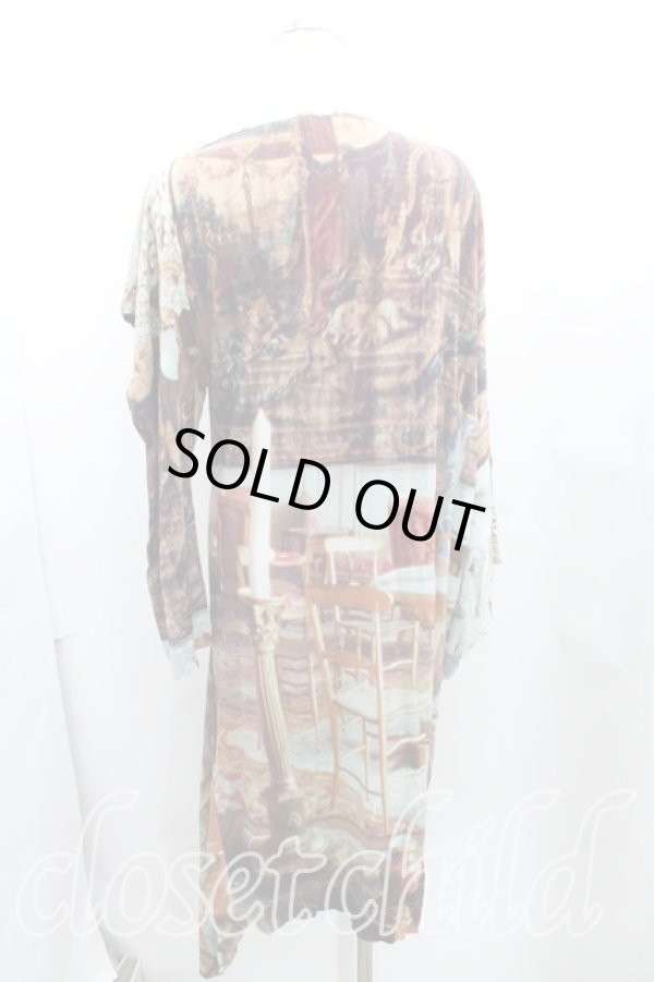 画像2: ANGLOMANIA 中古 / サロン柄カットソーワンピ S マルチ  H-25-03-30-065-op-OD-ZH (2)